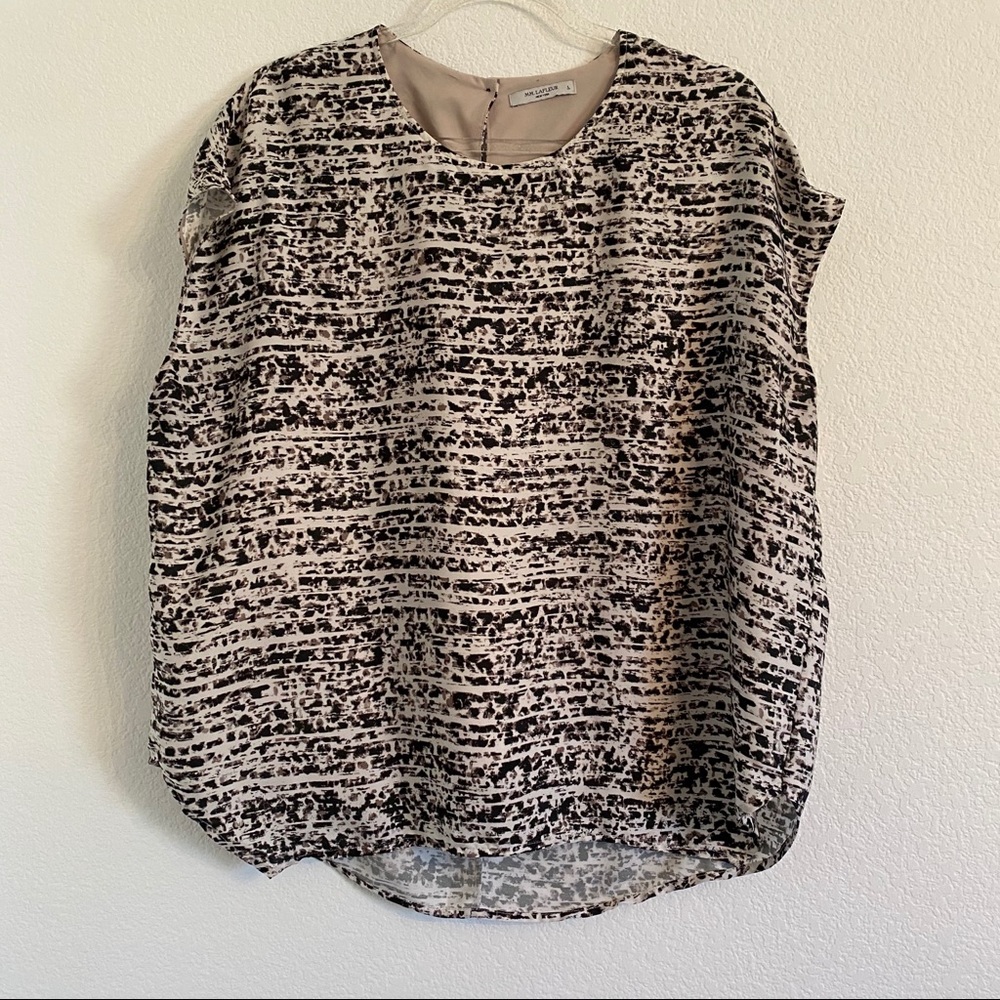 MM LaFleur blouse black brown cream Large